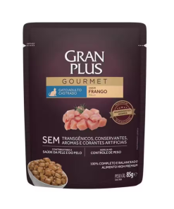 Alimento húmedo Gran Plus Gourmet Sabor Pollo Gato Adulto Castrado 85 g