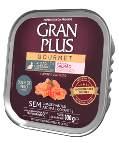 Alimento Paté Gran Plus Gato Adulto Castrado sabor Salmón 100 gr